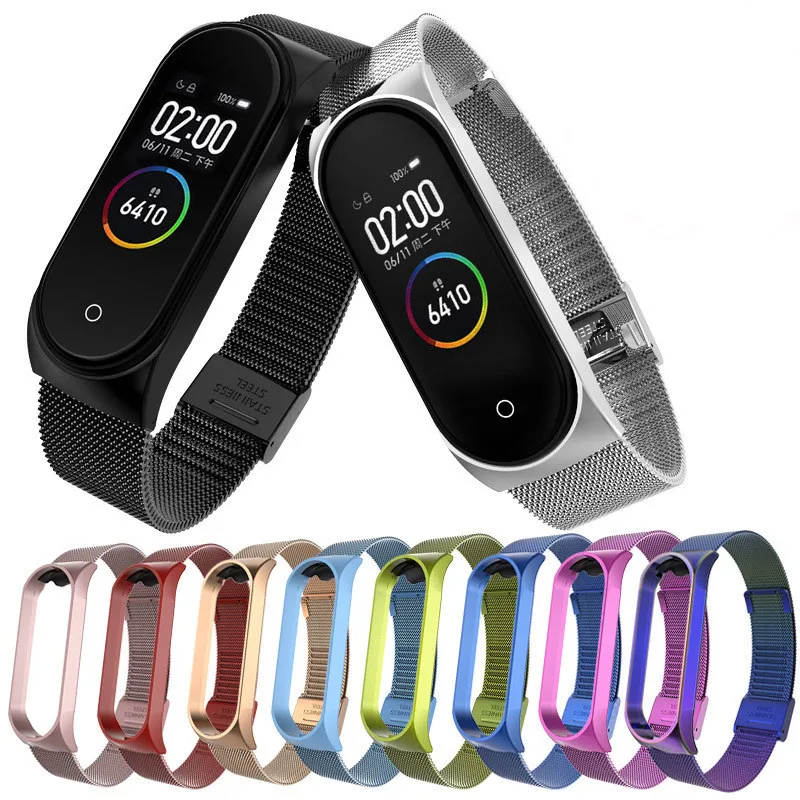 Металлический браслет из нержавеющей стали для Mi Band 4 3 совместимый