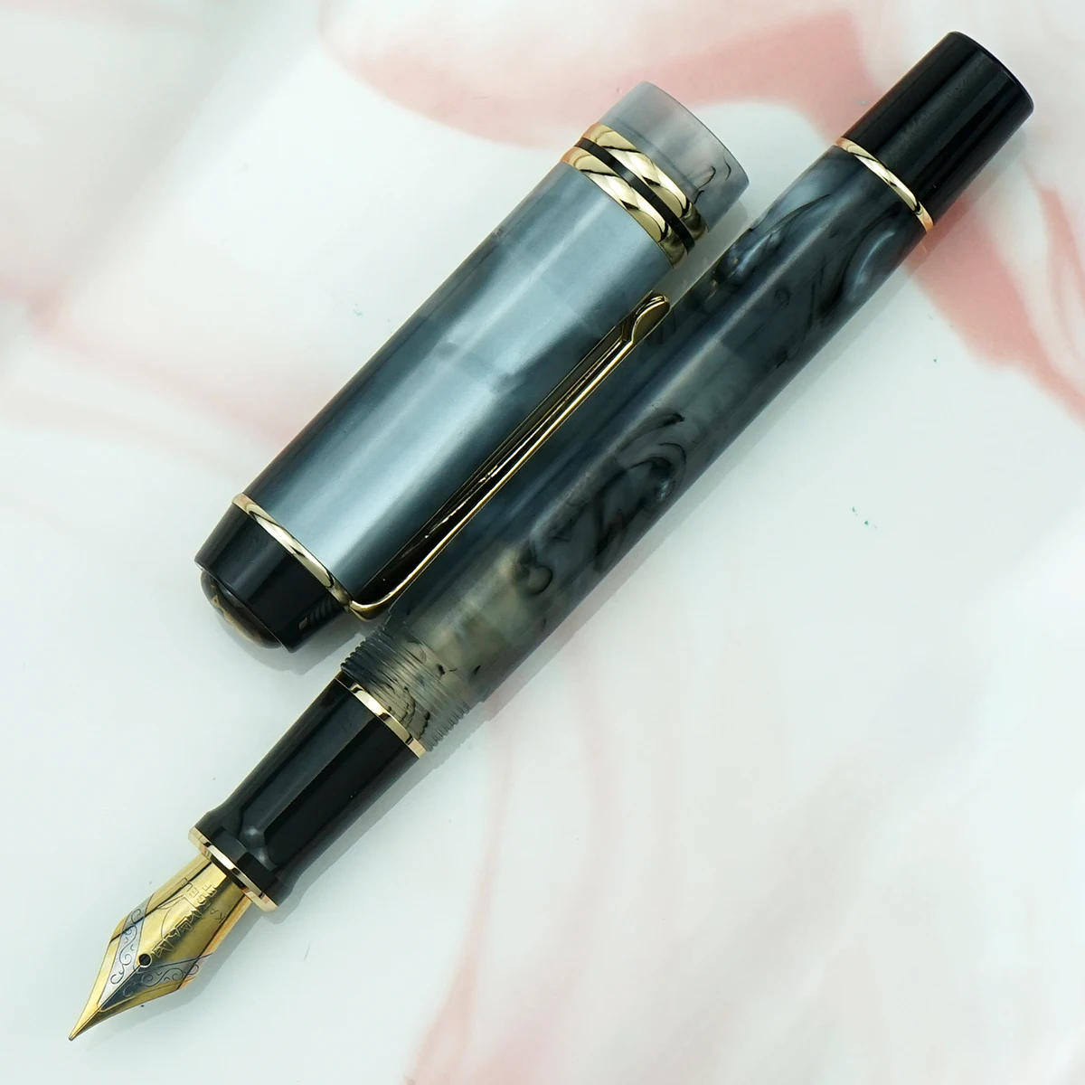 Kaigelu 316 Celluloid Fountain Pen,EF/F/M Medium Nib Beautiful Marble Gray Pattern Ink Pen Writing Gift for Office Business