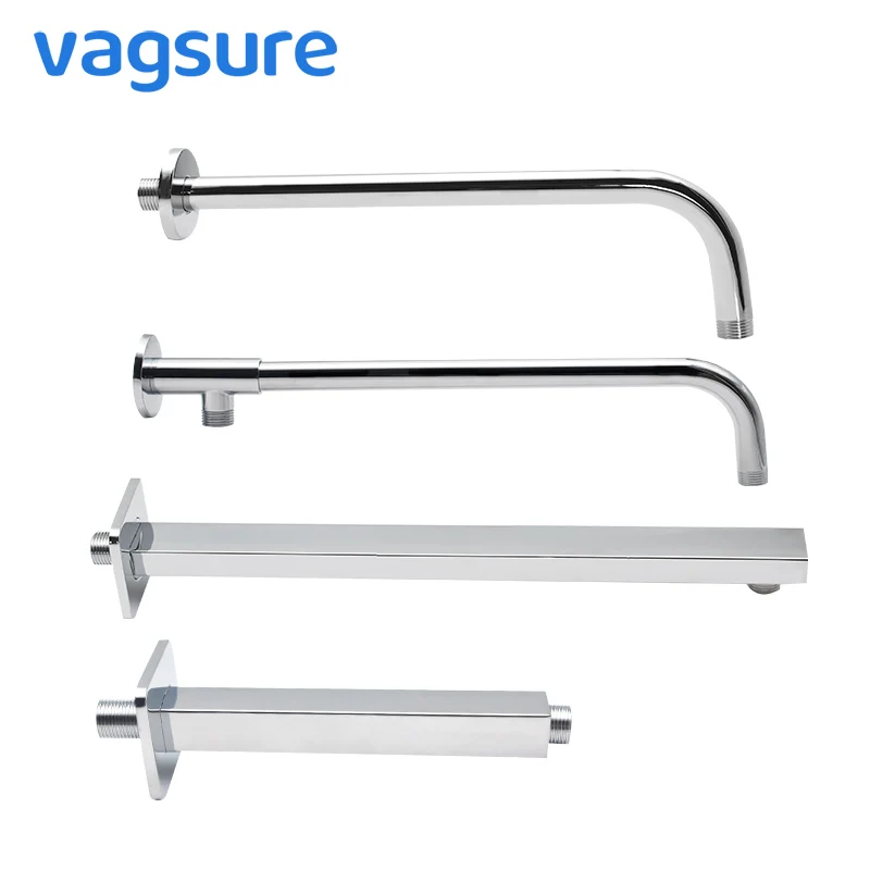 

Square/Round Chrome Stainless Steel Shower Arm Wall/Ceiling Mounted G1/2" Connector for Top Shower Head Faucet Replacement Parts