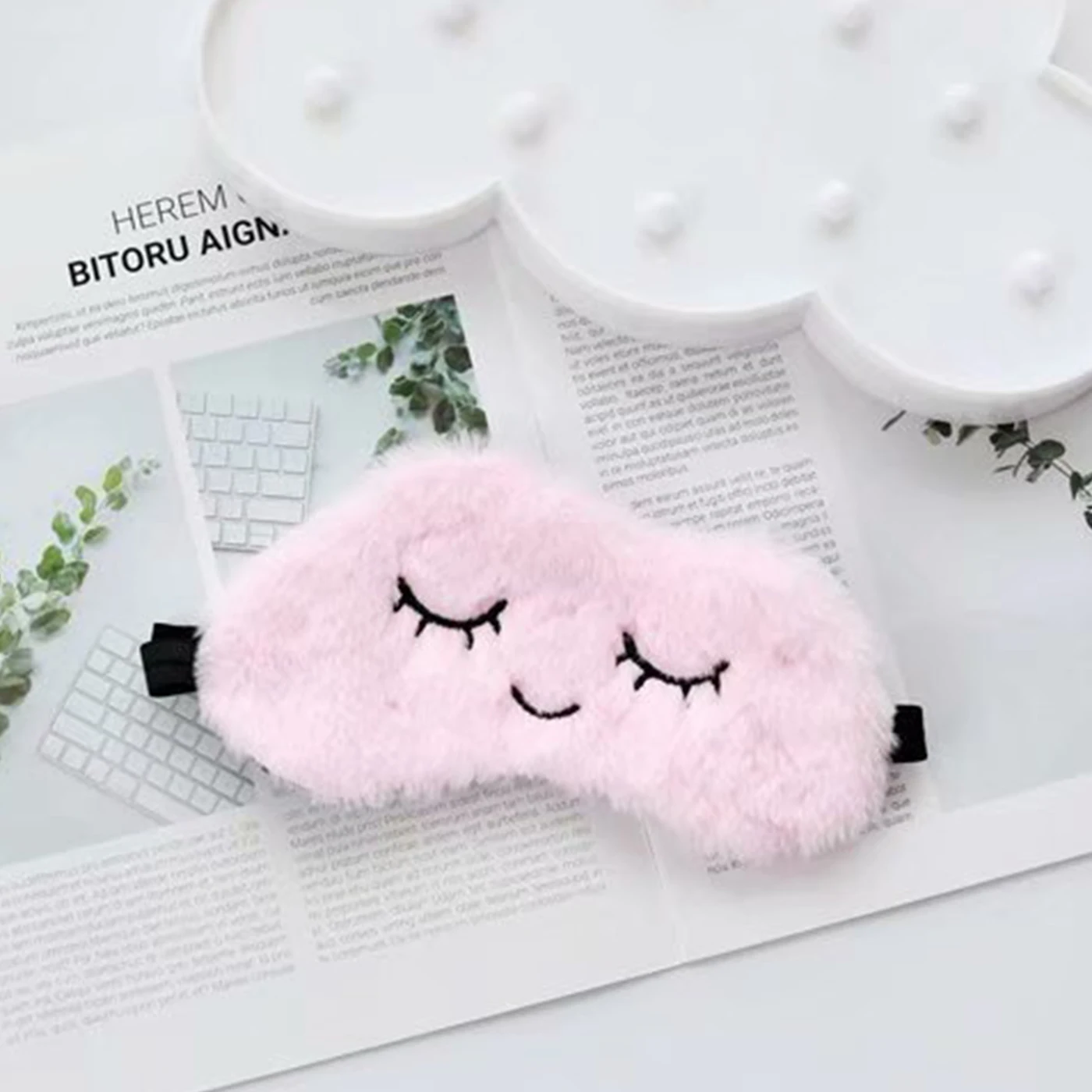 Pink Плюшевая маска для сна, детская маска для сна, повязка на глаза, мультяшная маска для глаз, шелковая маска для сна, маска для отдыха в путешествии, маска для глаз, повязка на глаза - Цвет: Pink