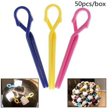 

50pcs/Box Colourful Salon Hair Perming Clips For Hairdressing Hairstyling 6.3cm Plastic Hair Clip Pins Perm Tool Accessory