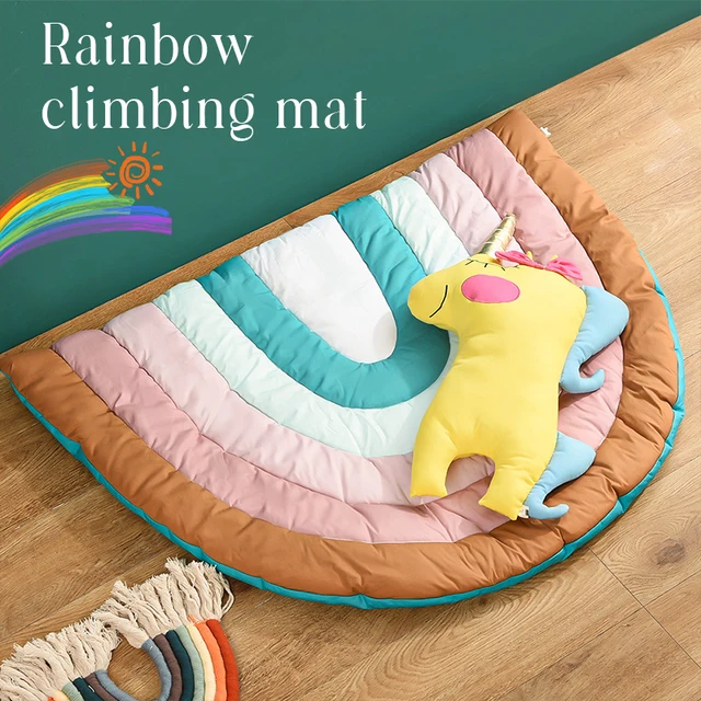 Baby Play Mat Rainbow Kids Rug Nursery Baby Children's Mat Large Anti-Slip Cotton Blanket Carpet Rugs Mat for Kids Room Decor 1