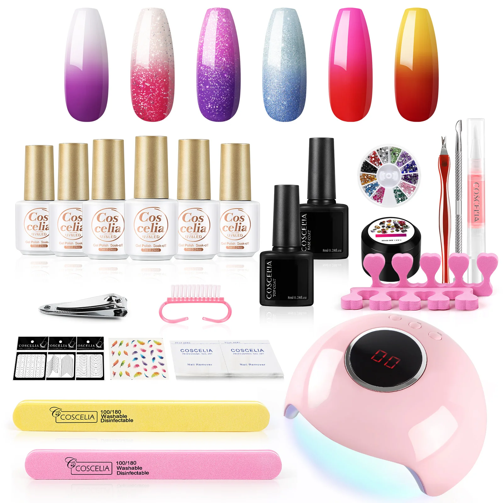 Gel Nail Polish Kit with UV Light