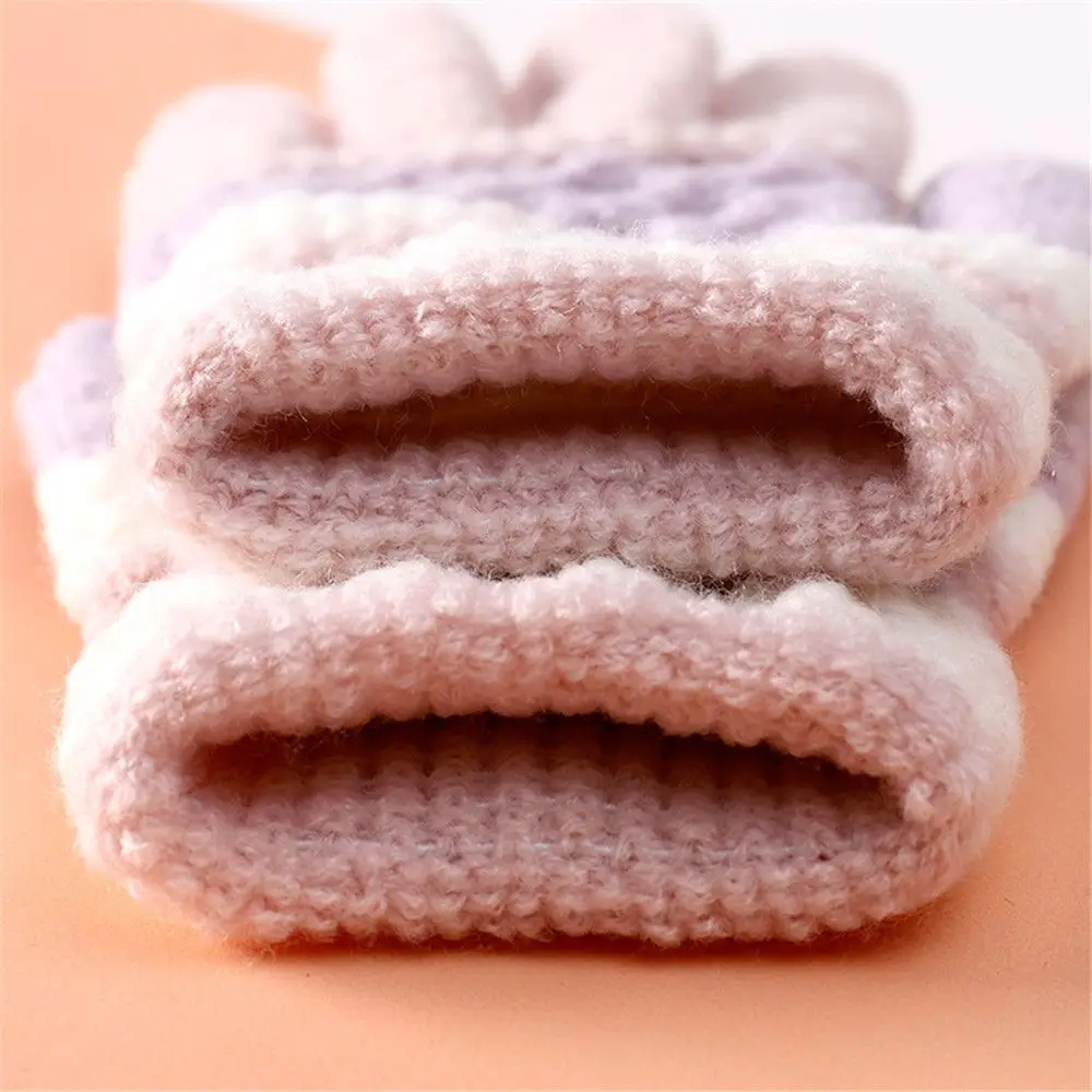 1Pair Warm Thick Children Soft Winter Autumn Full Finger Gloves Knitted Mittens Baby Gloves