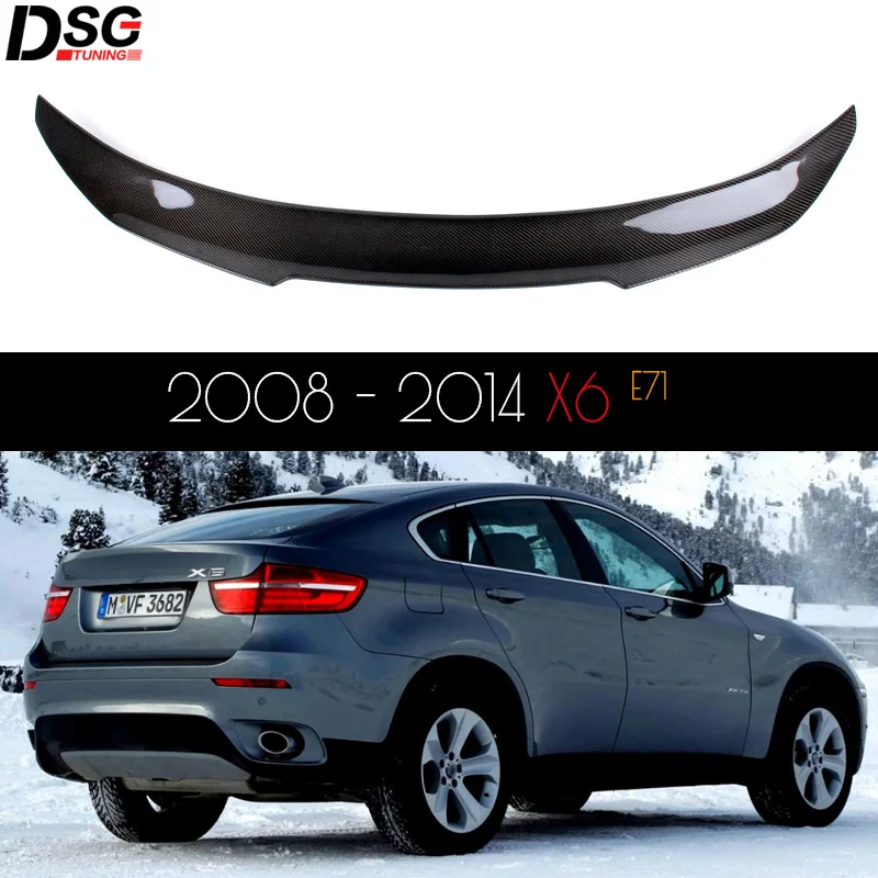 For BMW X6 E71 2008-2014 Carbon Rear Trunk Wings Spoiler