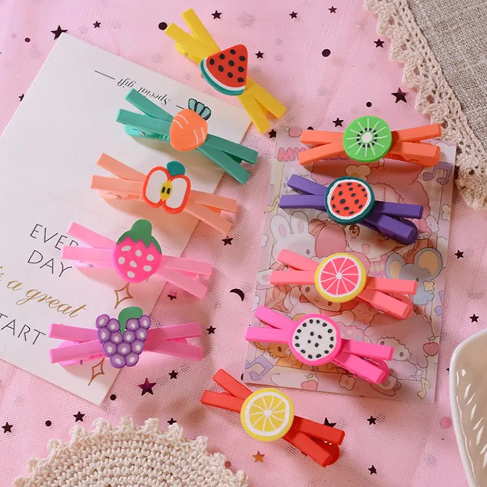 

Hot Fruit Cross Baby Hair Clips Cute Cartoon Plastic Hairpins For Girls Newborn Infant Kids For Daily Life Hair Accessories New