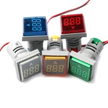 1Pcs 22mm AC 50-500V 0-100A LED Digital Voltmeter Ammeter 220V 110V Square Voltage Current Meter Volt Detector Tester Monitor