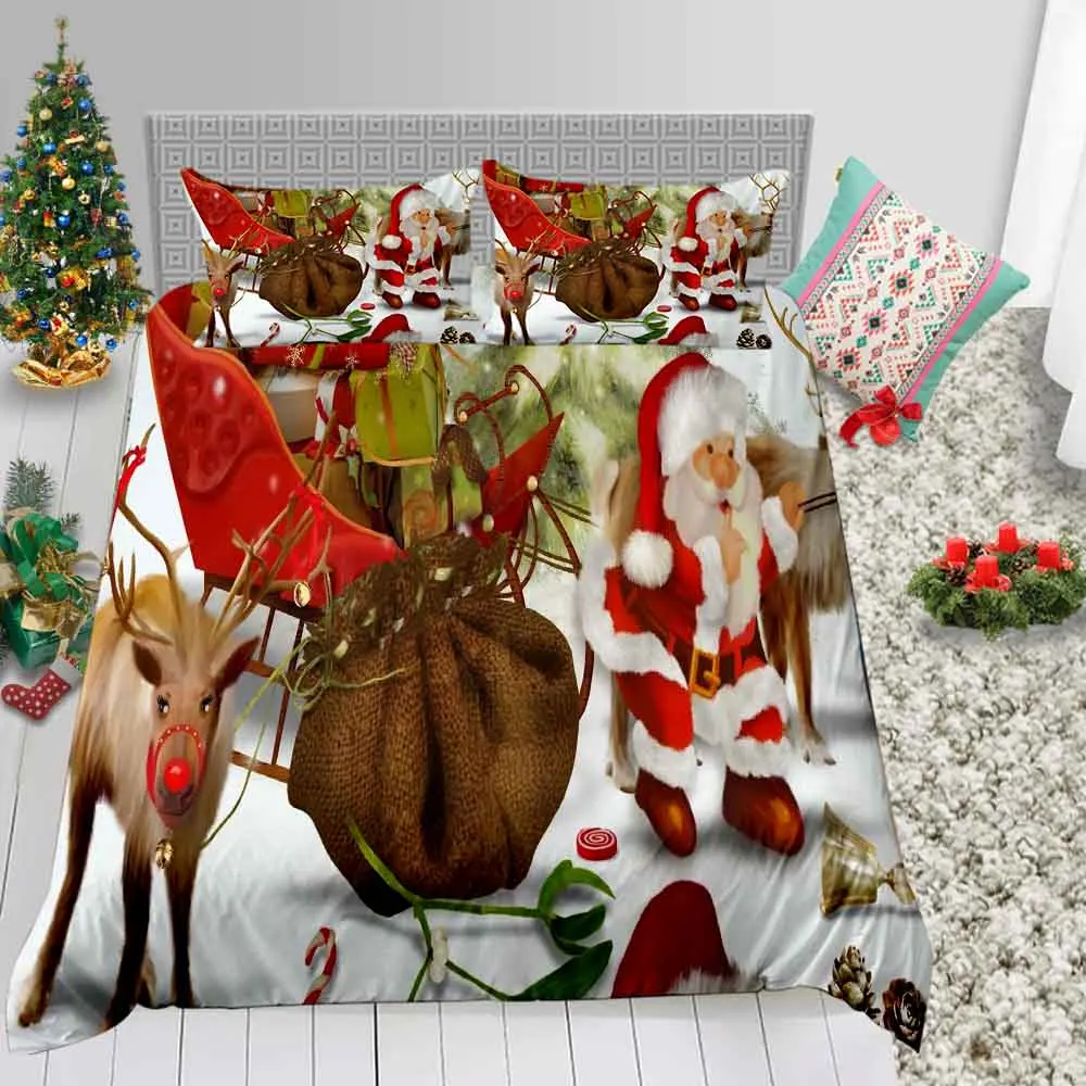 Кошмар перед Рождественский комплект белья подарок для детей один двойной King размер покрывало кровати с Санта Клаусом олень постельных принадлежностей