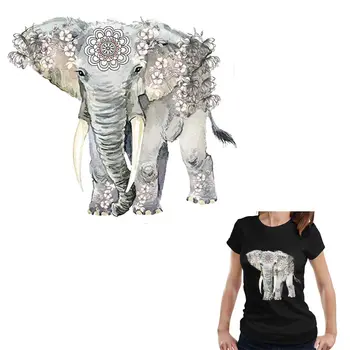 

Mandalas Elephant Heat Transfer Vinyl DIY Animal Patches For Clothing A-level Washable Iron On Women T-shirt Clothes Sticker 281