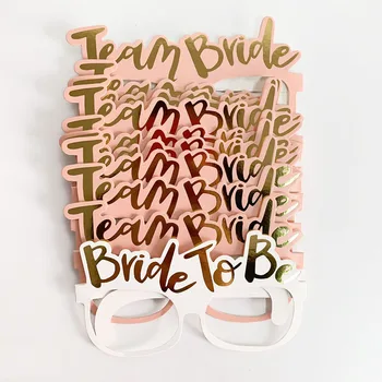 

Rose Gold Bride To Be Team Bride Tribe Paper Sunglasses Glasses Frame Wedding Bridal Shower Bachelorette Party Photo Booth Props