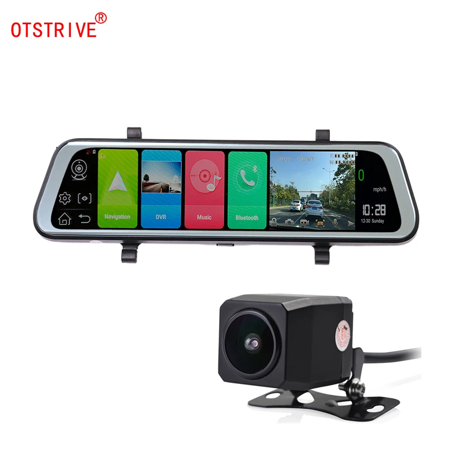  Otstrive 12 inch ADAS 4G WiFi Bluetooth Android 8.1 GPS Navigation 2G RAM 32G ROM Dual Lens DVR Ful