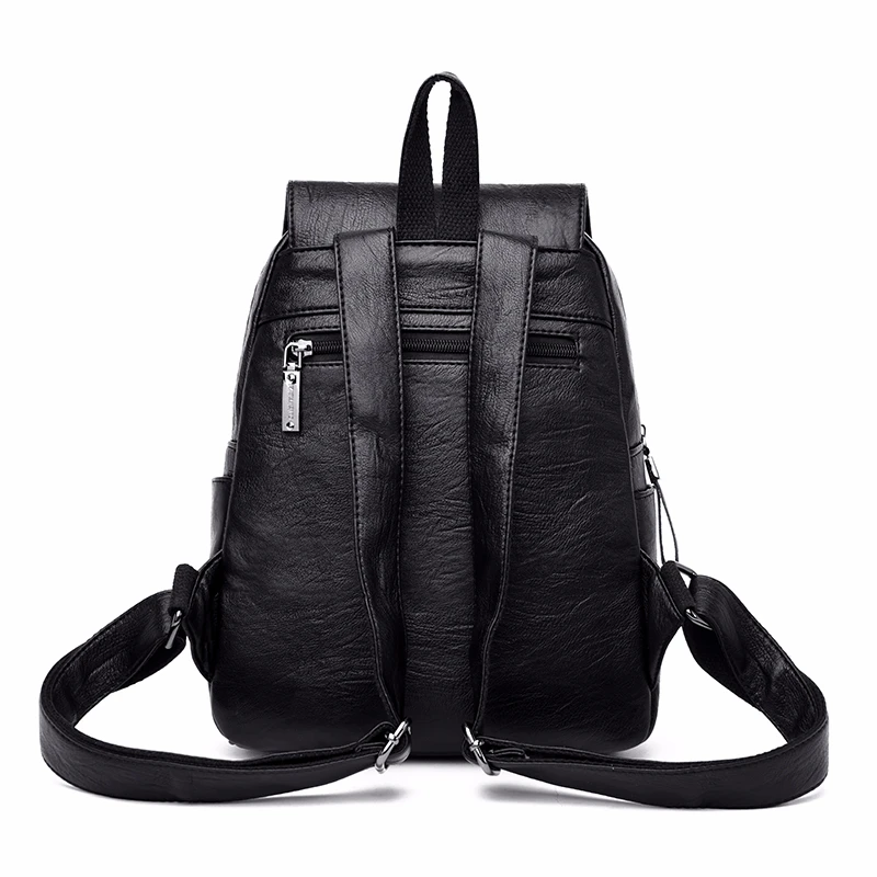 Двойной рюкзак на молнии женский кожаный рюкзак большой емкости школьные рюкзаки для девочек Женский винтажный рюкзак