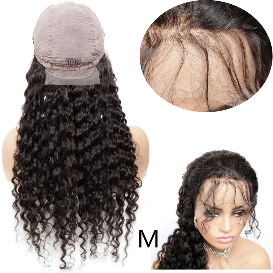 MIHAIR бразильские волосы глубокая волна Кружева передние парики 150% Remy