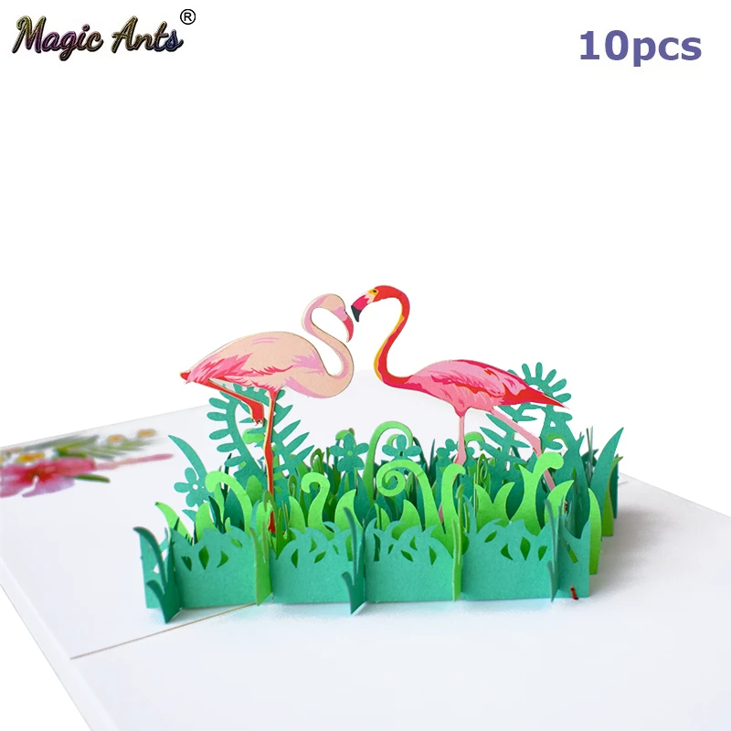 10 Pack Wholesale Flamingo 3d Pop Up Animals Cards Birthday For Kids Wife Valentines Gifts Card With Envelope Cards Invitations Aliexpress