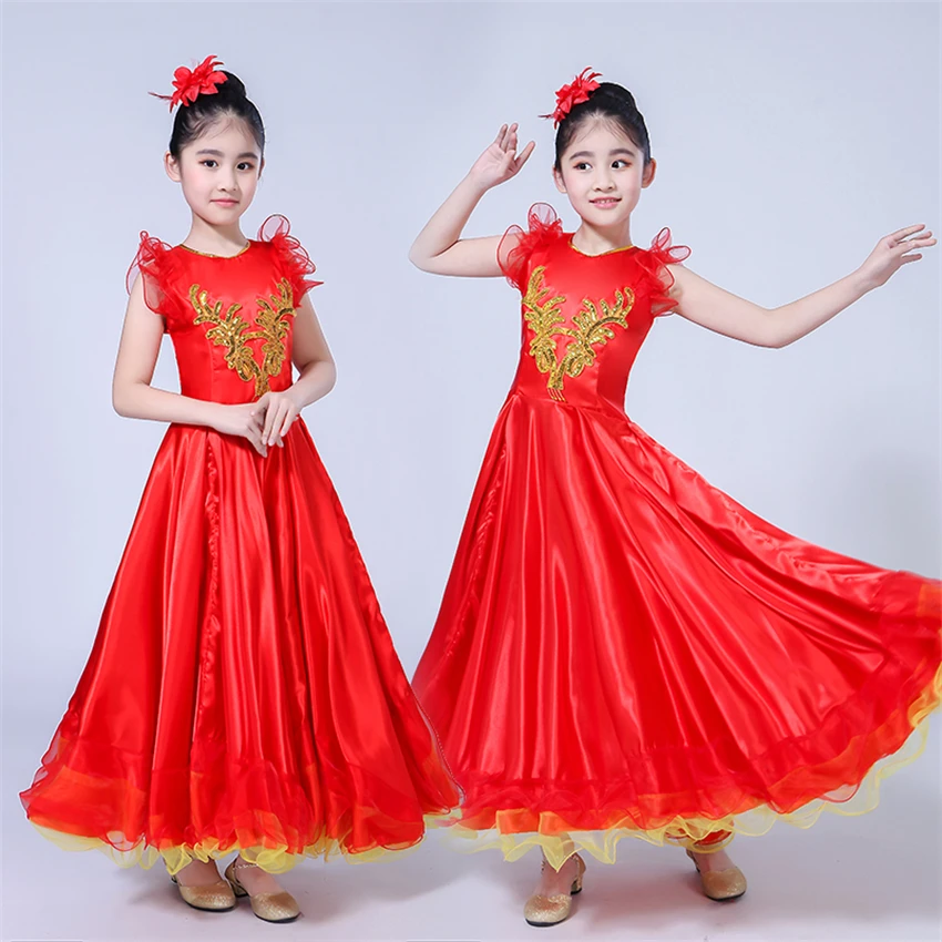 

Spanish Dress Girls Flamenco Dance Costumes Bullfighting Gypsy Skirt Woman Bigdance Chorus Stage Performance Clothing Dresses