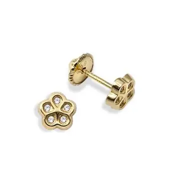 

Baby dormilion earrings yellow gold flower with zircons