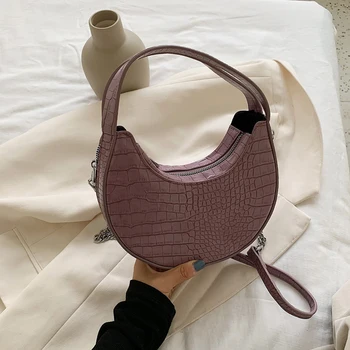 

Retro Stone Pattern Women Handbag Female Elegant PU Leather Solid Color Totes Chain Travel Crossbody Shoulder Hobos Bags