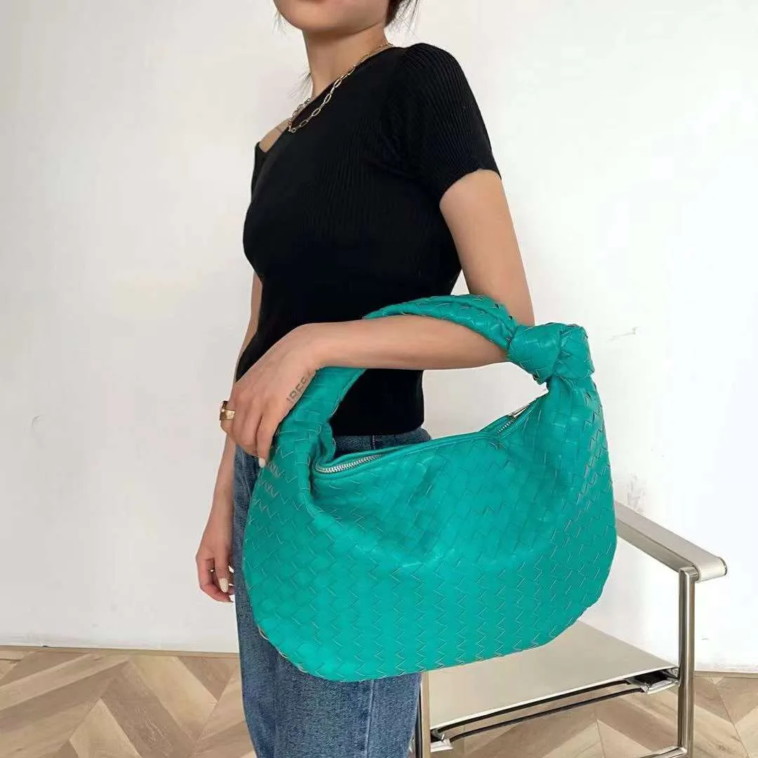 2022 Fashion Handmade Woven Bag Luxury Woven Leather Printed Shoulder Bag Lady Crossbody Hobo PU Knotted Handle Casual Handbag 