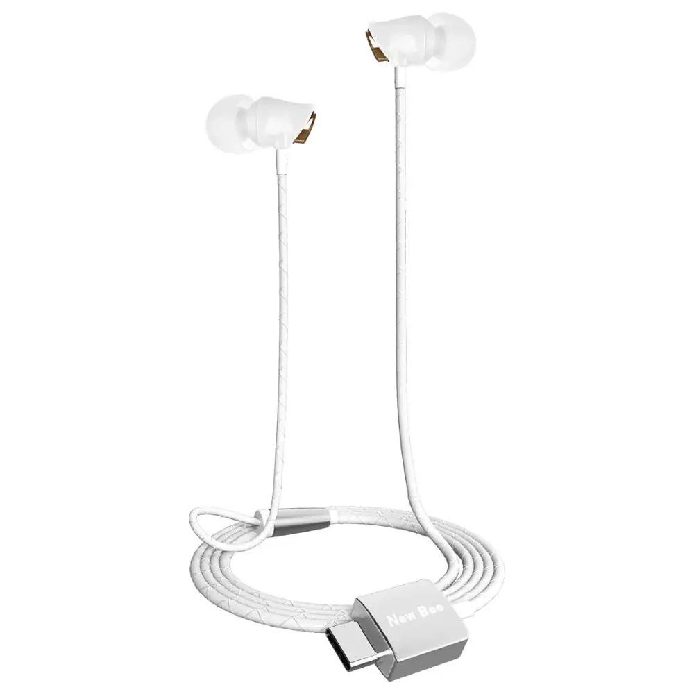 white Проводные наушники NewBee type-C с шумоподавлением в ухо HiFi Music Head 29 - Цвет: white