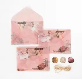 15*11 см 3 шт персиковый цвет Роза дизайн конверт как открытка карта конверт с приглашением прозрачная наклейка - Цвет: envelop sticker rope