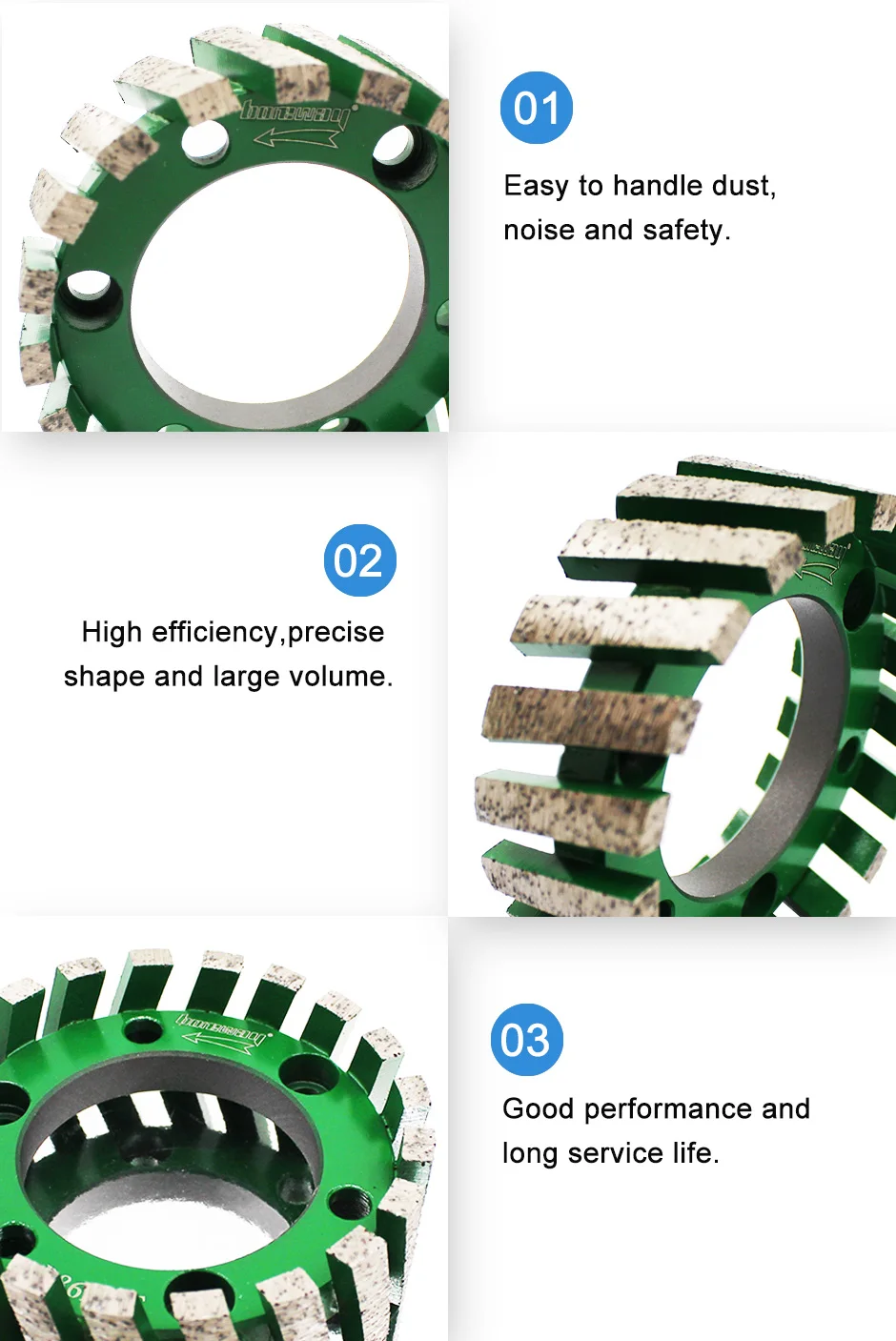 Boreway Поставка кусок D86* 30T* 50H ЧПУ сегментированного типа спекания стандартные стаббирующие колеса для гранита мрамора и другого камня