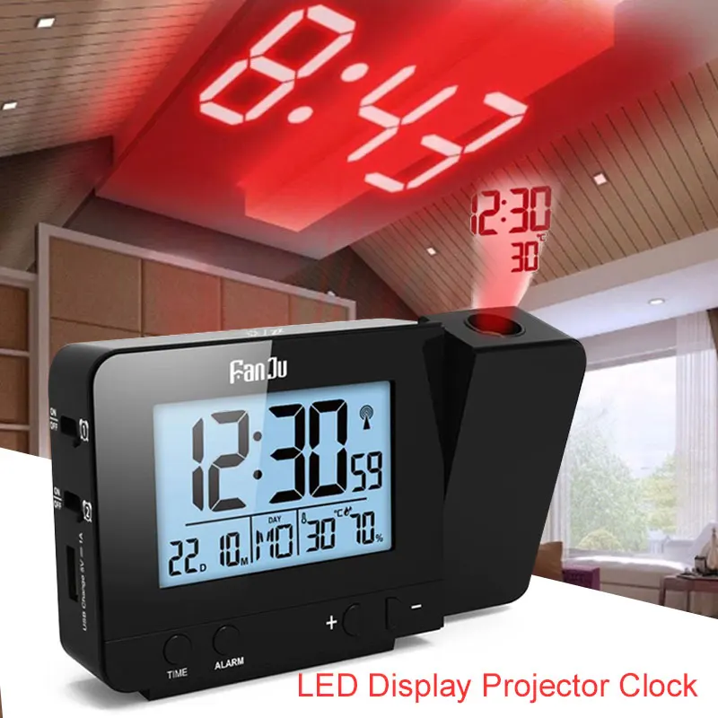 

Led Alarm Clock Projection Alarm Family LCD Projector Multifunction Clock Black Economic Kitchen