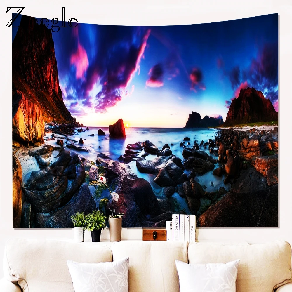 Zeegle Natural Scenic Wall Hanging Tapestry Creative Wall Carpet Printed Natural Tapestry for Living Room Bedroom Home Decor