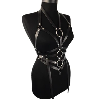 

Punk leather suspenders corset shorts sexy Harajuku women tied adult fetish bondage suspenders chest straps