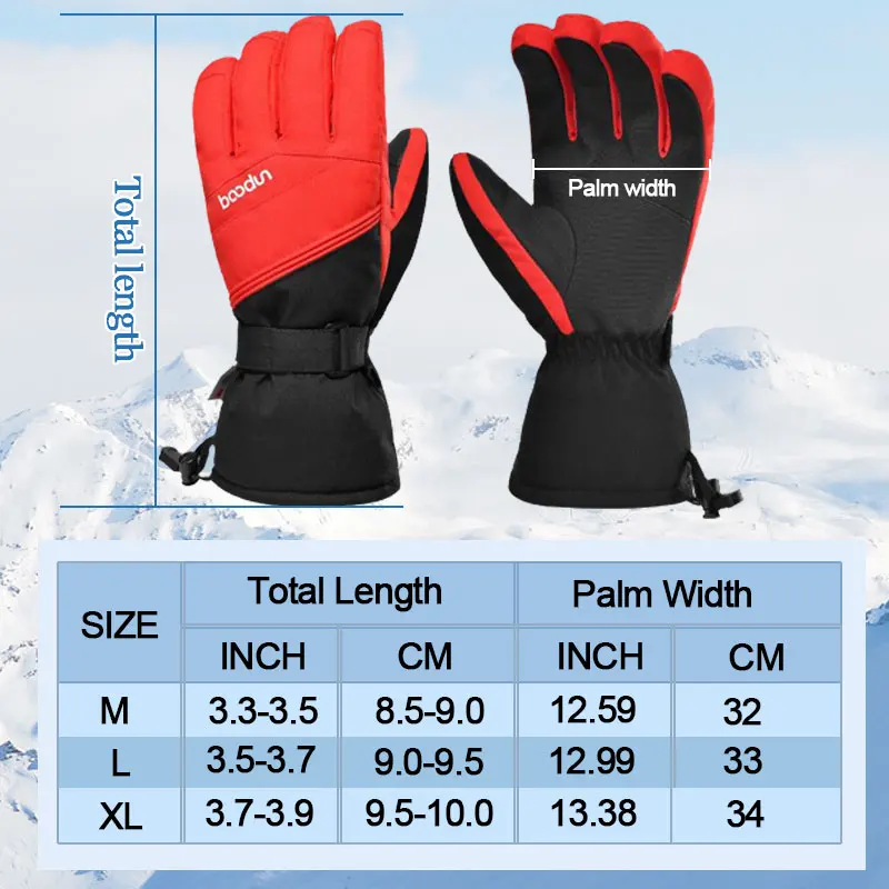 4-Layer Waterproof Breathable Touch Screen Ski & Snow Gloves -40℉ Insulated Warm Winter Gloves for Snowboarding Motorcycle