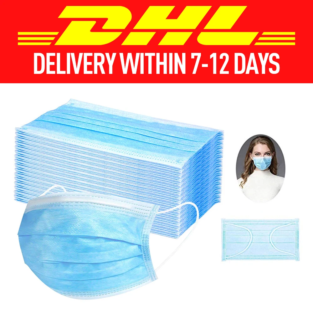 

Masks Disposable 100 pcs DHL Fast 5-7 days Shipping Protective Face Masks 3-Ply Polypropylene Earloop Dust Face Masks