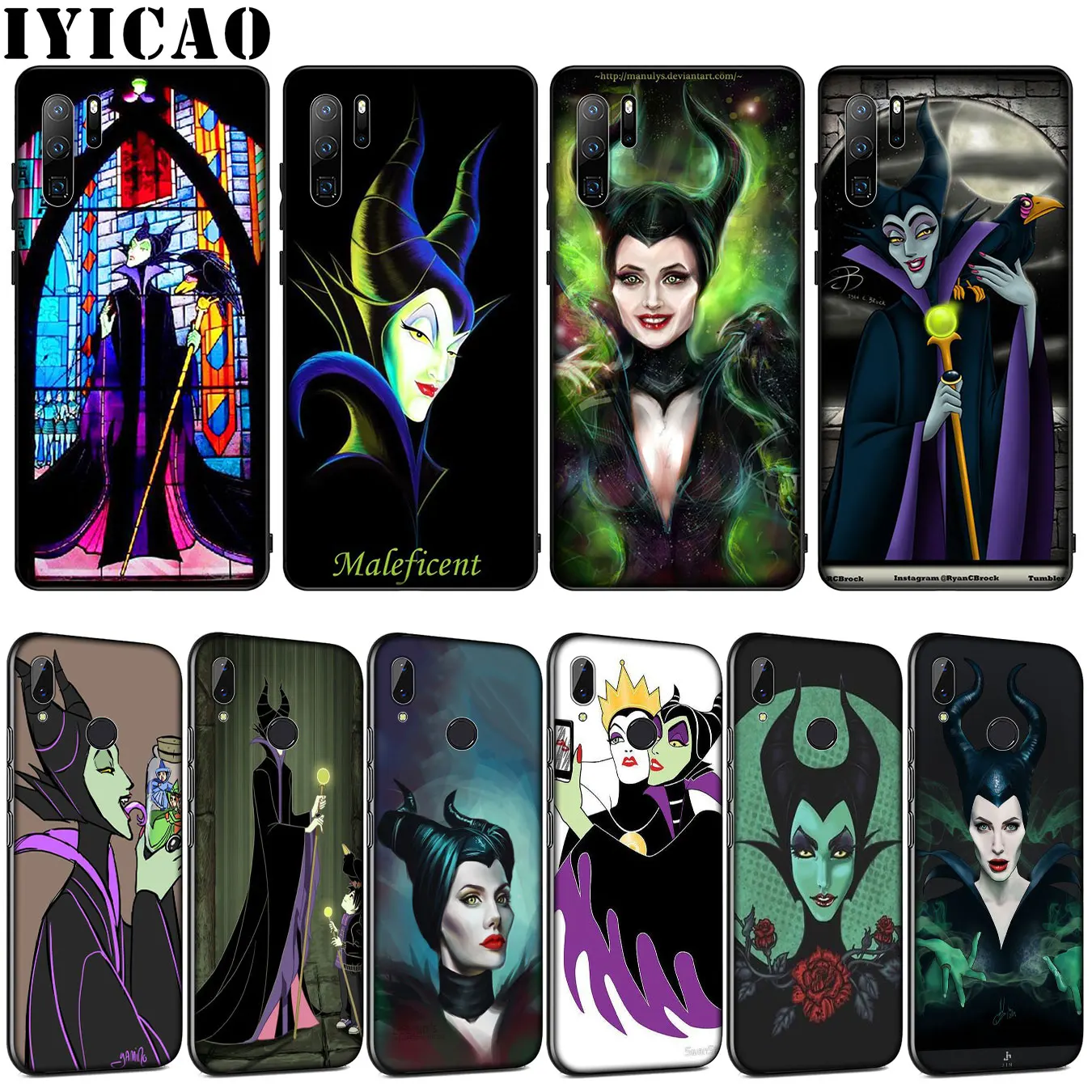 

IYICAO The witch maleficent cell Soft Silicone Case for Huawei P30 P20 Pro P10 P9 Lite Mini 2017 2016 P Smart Z Plus 2019