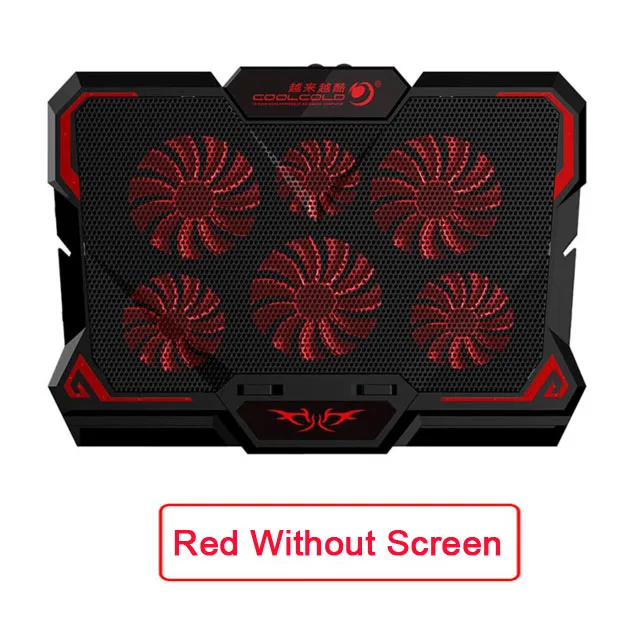 Red Without Screen Кулер для ноутбука COOLCOLD, 15,6 дюймов, шесть вентиляторов, светодиодный экран, два порта USB, 2600 об/мин, охлаждающая подставка для ноутбука, подставка для ноутбука - Цвет: Red Without Screen