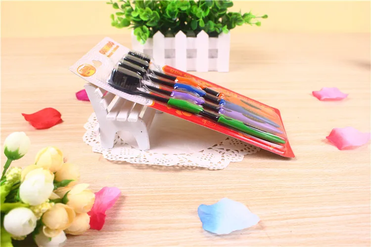 F058 Adult Four Loaded Sharpened Fine Wool Nanometer Toothbrush Black And White with Pattern Bamboo Charcoal Toothbrush Wholesal