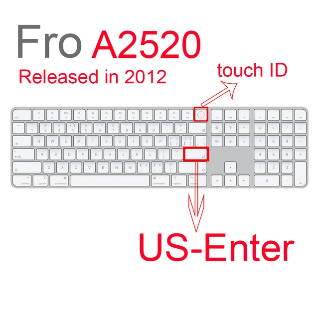 Desktop PC for Apple Bluetooth Wireless keybord MLA22LL/ A1644 A1314 IMAC Keyboard cover Protector Silicone Cover US/EU Version USkey-A2520 with ID