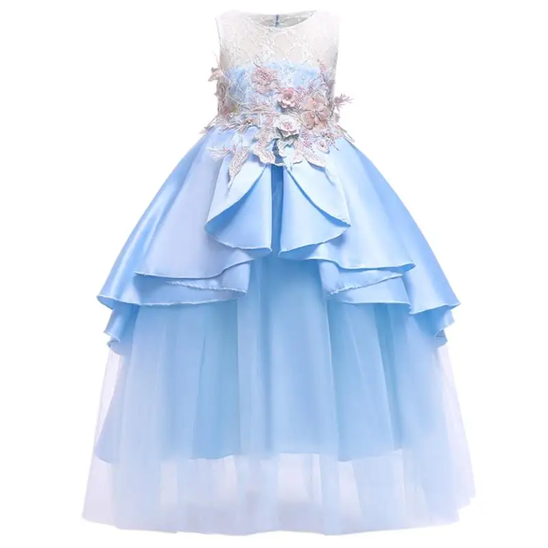 Light Blue Новое зимнее платье для девочек; Детские платья для девочек; свадебное рождественское платье; праздничное платье принцессы; одежда для детей 10-12 лет - Цвет: Light Blue