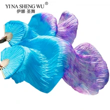 Высококачественный натуральный шелк/имитация шелка для танцев 1 пара 1 левая+ правая ручная работа окрашенный шелк Поклонники танца живота градиентные цвета