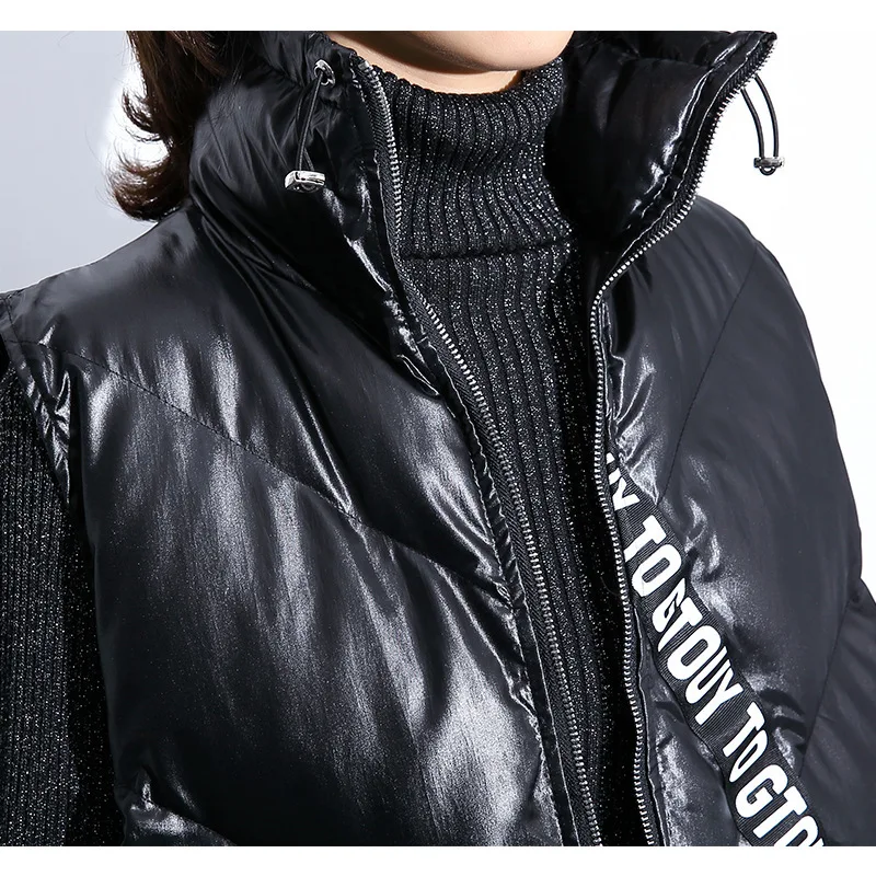 Goede Vefadisa Zwarte Mouwloze Parka Vest Vrouwen 2020 Lente Winter Brief Linten Vest Jas Zakken Stand Kraag Vest Jas QYF1077