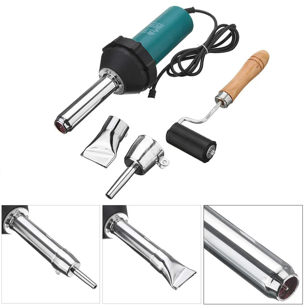 1080W 220V 50Hz Plastic Hot Air Welding Guns with Pencil Tip Nozzle& Flat Tip& Pressure Roller Heat Kit for Welder Machine