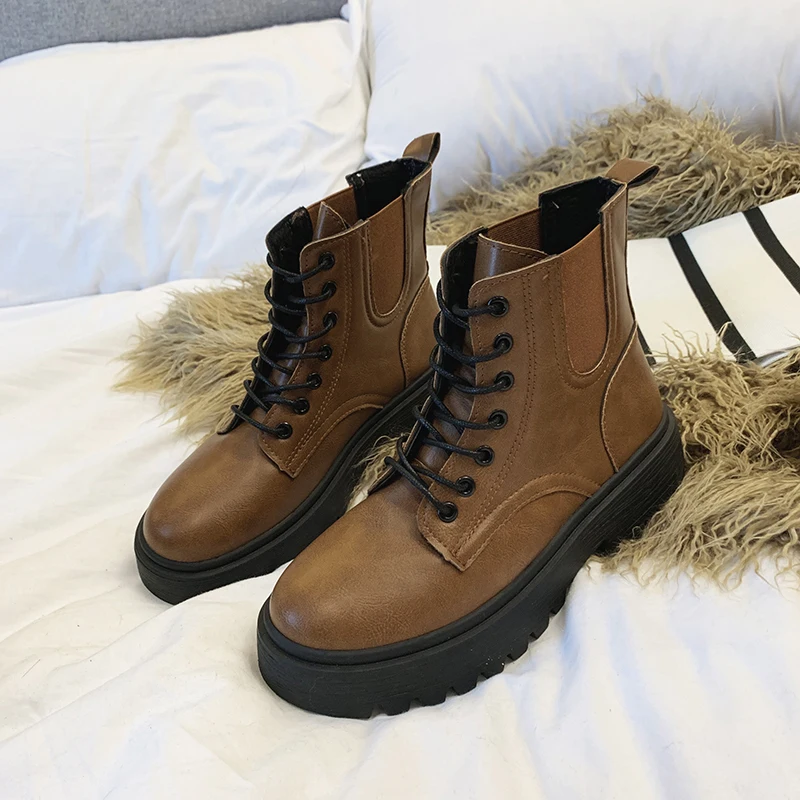 YRRFUOT кроссовки для женщин; брендовые короткие ботинки; кроссовки для отдыха; обувь из вулканизированной кожи; Новинка года; zapatillas mujer; повседневная обувь для женщин - Цвет: brown2