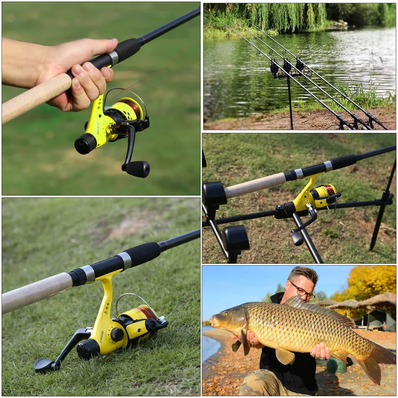 Sougayilang 6 Section Spinning Fishing Rod Combo M Power Carbon Fiber Fishing Rod with 11+1BB Carp Fishing Reel Pesca