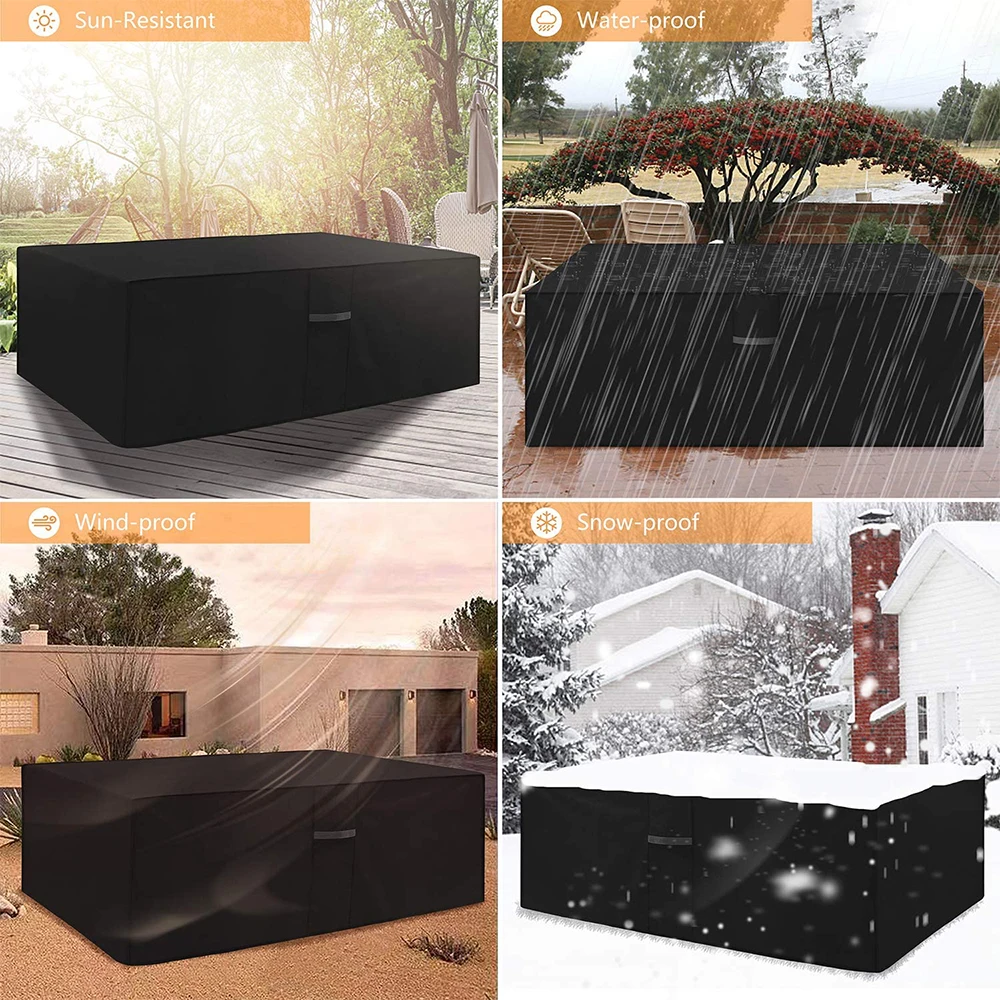 Rectangular Garden Furniture Covers 420D Oxford Waterproof Anti-UV Tear-Resistant Patio Table Chair Cover Dust Proof Sofa Set