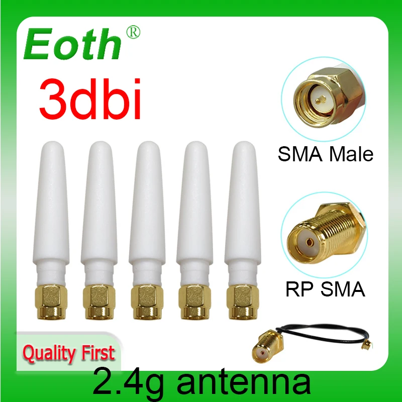 EOTH 2.4g antenna 3dbi sma male wlan wifi 2.4ghz antene SMA female pigtail Extension Cable iot module antena