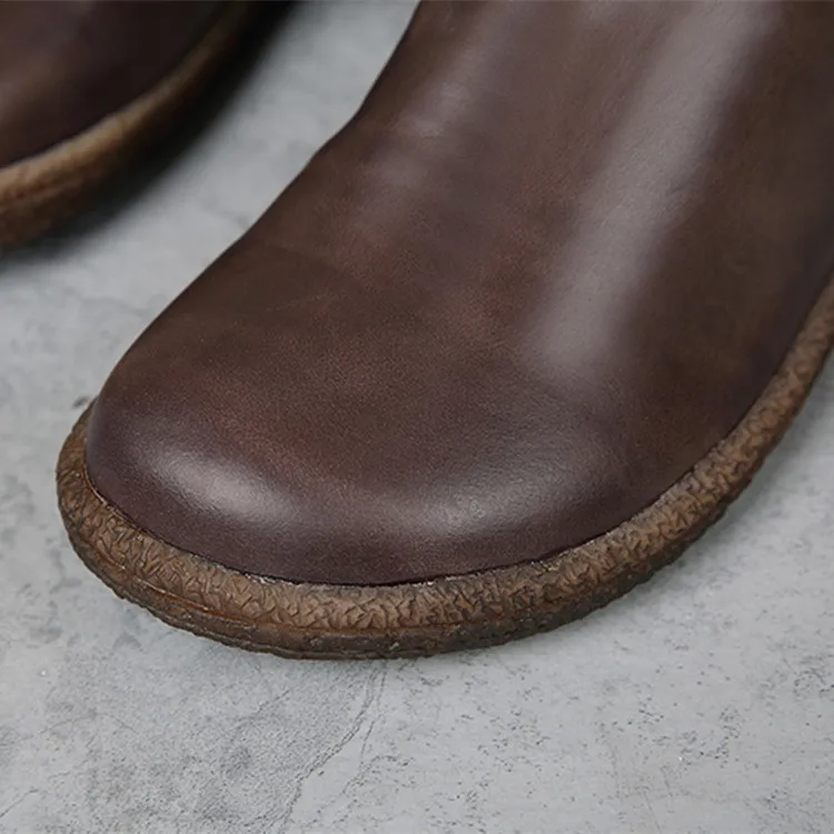Careaymade/новые женские Ботинки martin из воловьей кожи тонкие ботинки ручной работы на плоской подошве с круглым носком ботинки для отдыха в стиле ретро