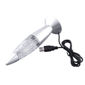 

USB RGB Color Changing Glitter Rocket Night Light Bar Desk Lava Decor