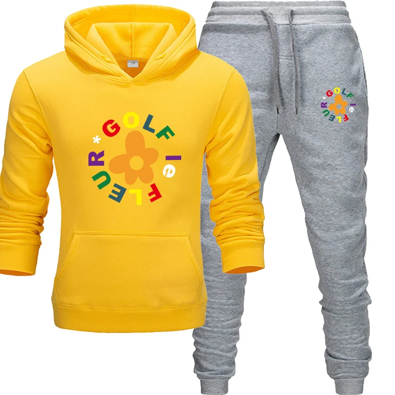 New Men's Hooded Fleece Warm Sportswear Men's Sweatshirt Set Hoodie and Track Pants Jogging Men's Hooded Sportswear 2XL