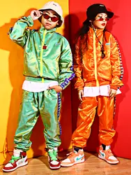 Детский костюм для танцев в стиле джаз уличный спортивный сценический костюм комплект одежды для мальчиков в стиле хип-хоп, оранжевый и