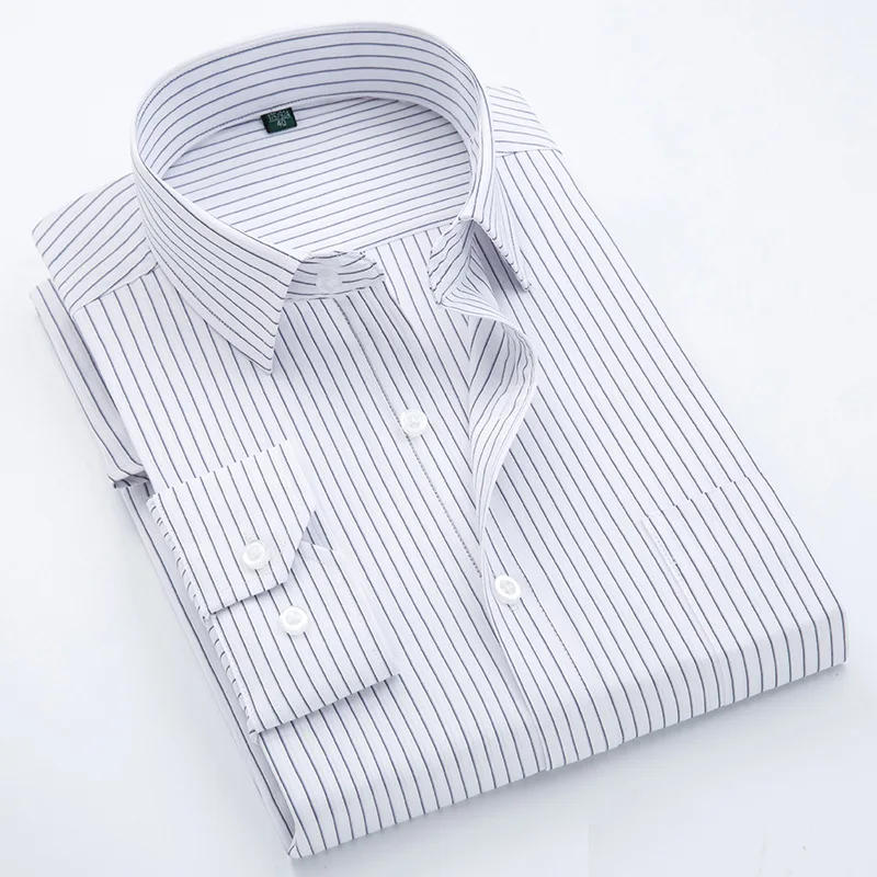 

Slim Fit Shirts For Men Long Sleeve Striped Breathable Top Large Size Men's Clothing Office Formal Tops Workwear