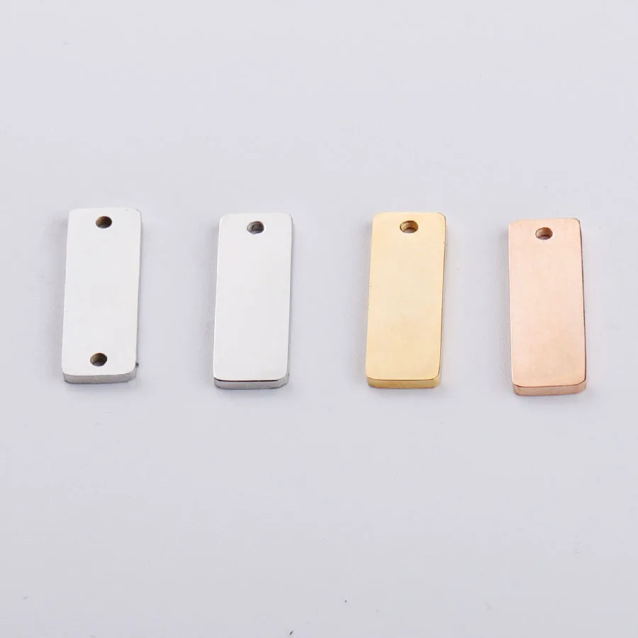

Rectangle Tags Charm For Engraving Logo Connector Charms Mirror Polished Stainless Steel Rectangle Tags Pendant DIY Jewelry