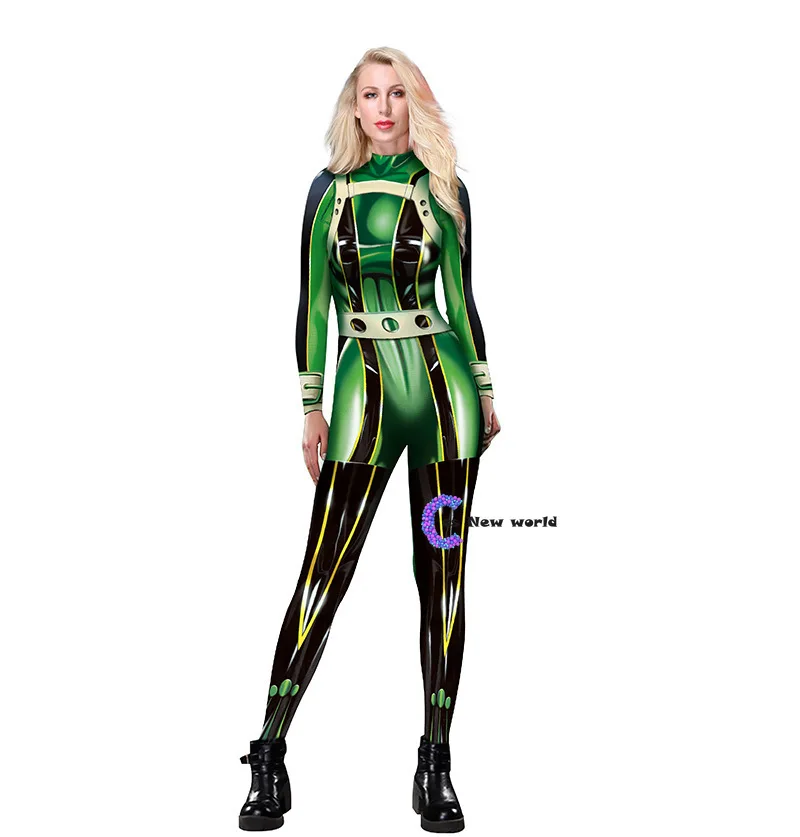 Комбинезон для косплея Samus моя геройская Академия Asui Tsuyu зеленый Uraraka розовый Zentai