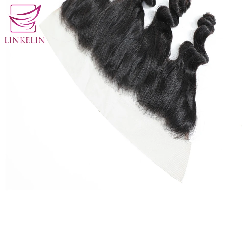 LINKELIN HAIR  Brazilian Loose Wave 13*4 Lace Frontal Closure Remy Human Hair Closure 130% Density 8"-20" Natural Color